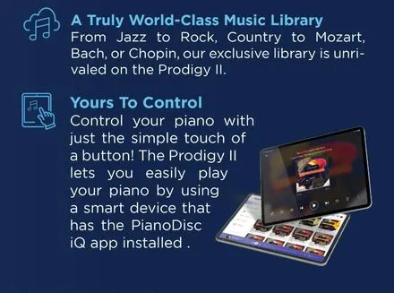 PianoDisc Prodigy II: a world-class music library, controlled from a smart device with the PianoDisc iQ app