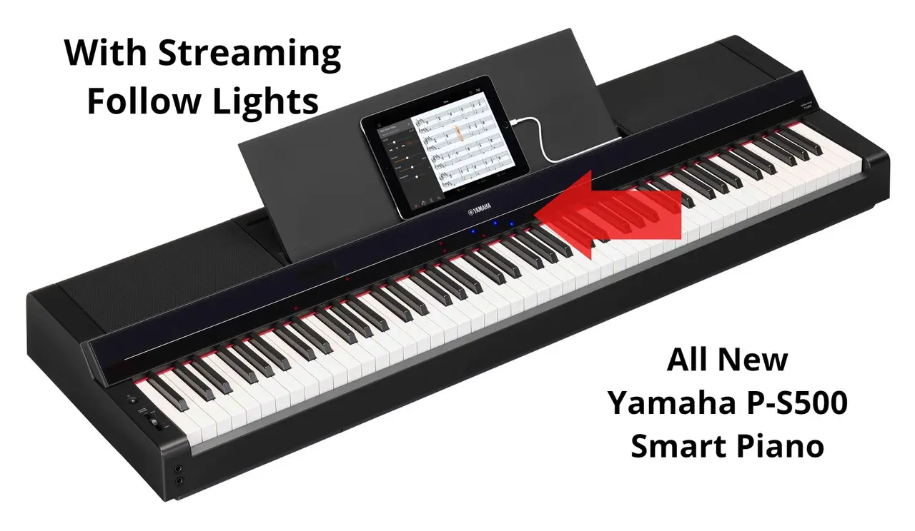 All new Yamaha P-S500 smart piano with Streaming Follow Lights